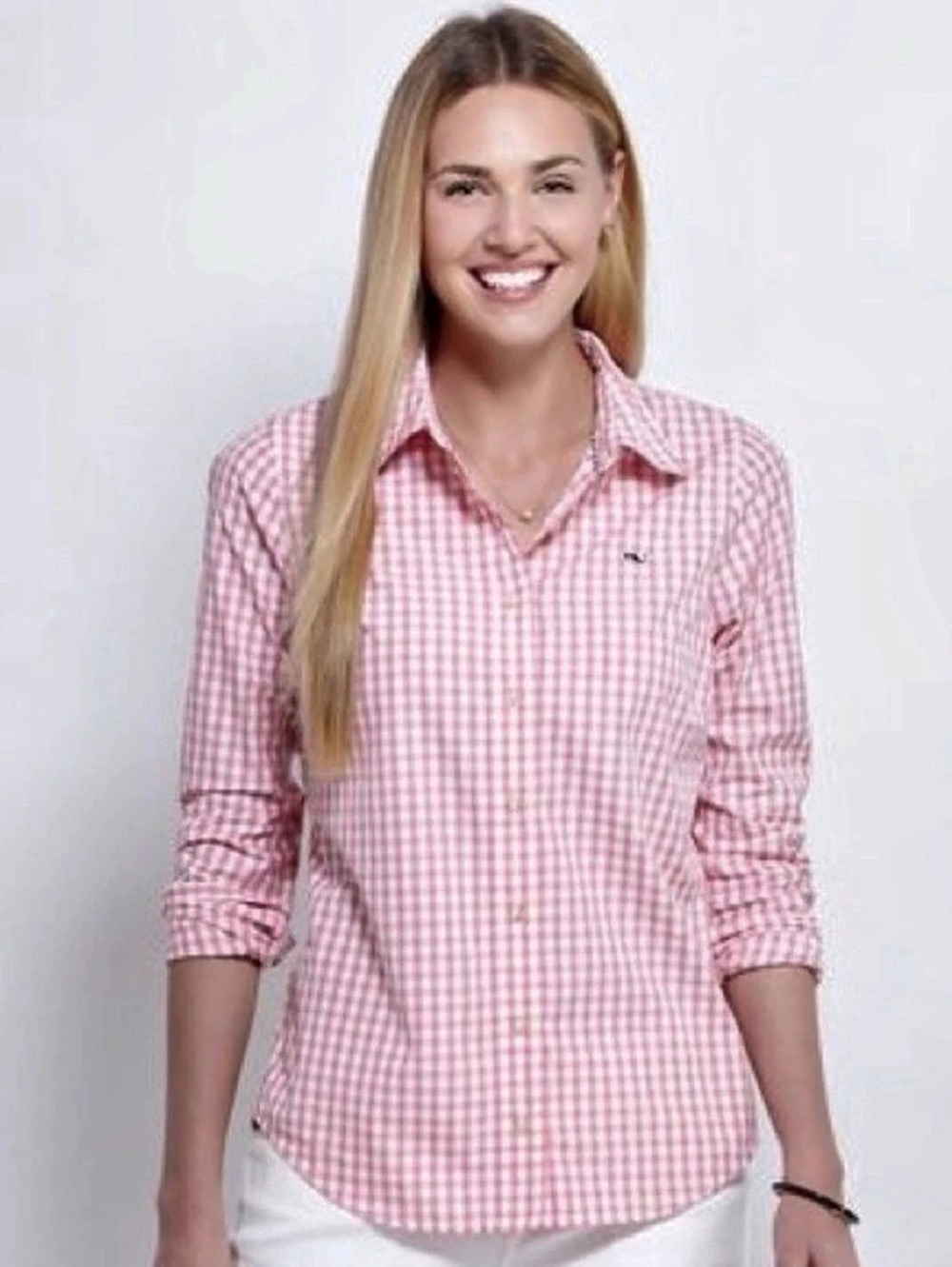 Vineyard Vines Pink Gingham Button Down Shirt Women’s Size 2